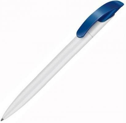 Ручка шариковая автоматическая синие чернила CHALLENGER BASIC, белый корпус/синий клип SENATOR артикул 2416/С