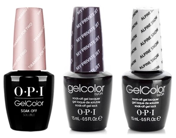 Гель-лак OPI GELCOLOR, Комплект 3 цвета (1. Tiramisu for Two. 2. My Private Jet. 3. Alpine Snow.) Объем 15 мл.