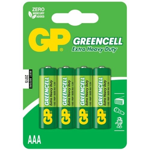 Батарейки солевые GP GreenCell AAA/R03G - 4 шт. батарейки солевые gp greencell aa r6 lr6 4 шт