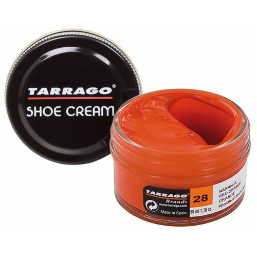 Крем для обуви Shoe Cream TARRAGO, цветной, банка стекло, 50 мл. (028 (red orange) красный апельсин)