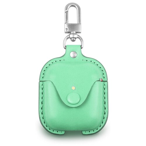 фото Защитный чехол / кейс для airpods 1 / 2 кожаный с карабином light green cozistyle
