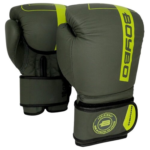 Боксерские перчатки BoyBo Fusion Grey/Green, 12 унций