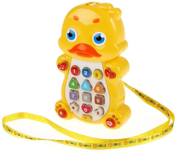 Детский музыкальный Телефон Смартфон Уточка с проектором 13х8см