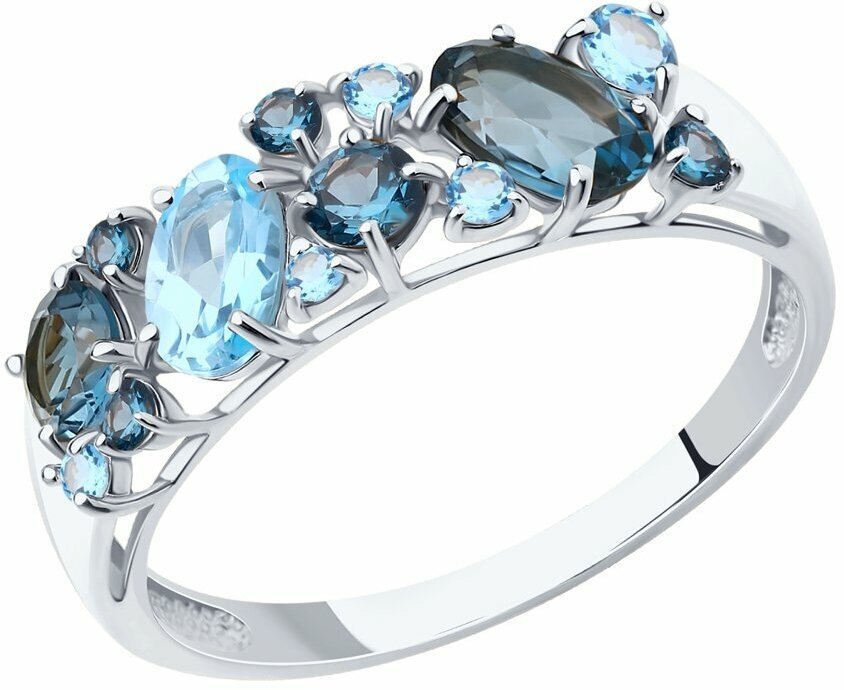 Кольцо Diamant online, белое золото, 585 проба, фианит, топаз