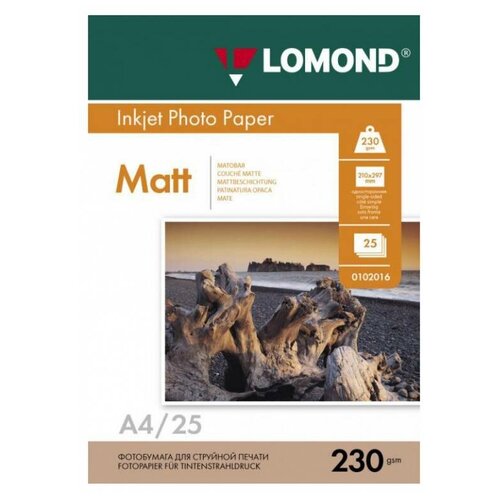 Фотобумага для струйной печати А4, 25 листов LOMOND, 230 г/м2, односторонняя, матовая (0102050)