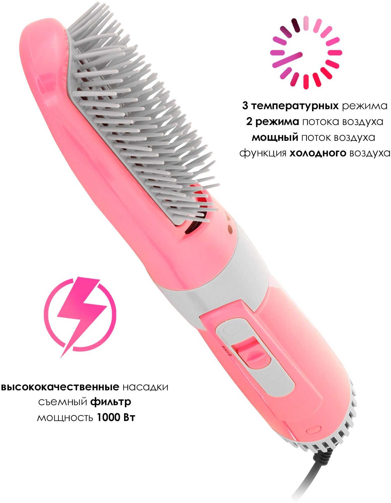 Профессиональный фен щетка для волос/ Термощетка для укладки волос / Стайлер / Фен расческа