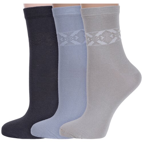 фото Комплект из 3 пар женских носков rusocks (орудьевский трикотаж) микс 10, размер 23-25 (36-39)