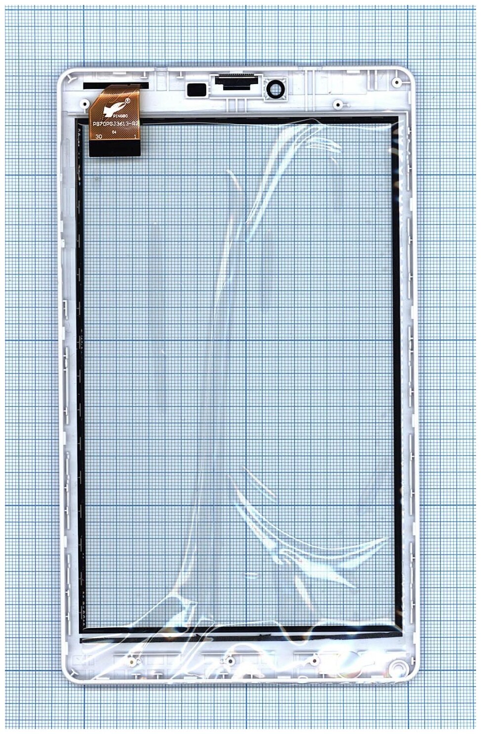 Сенсорное стекло (тачскрин) для Irbis TZ737 белое с рамкой