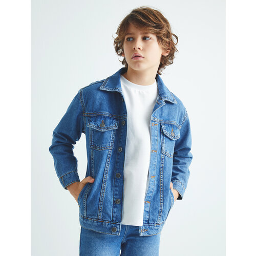 Джинсовая куртка KOTON, размер 5-6 лет, синий джинсовая куртка koton размер 5 6 розовый