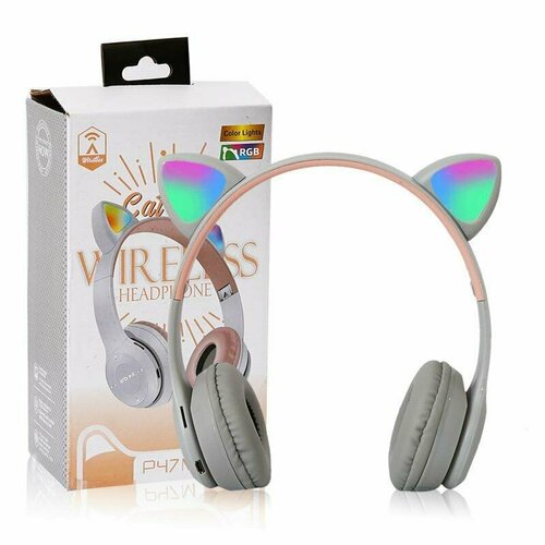 Наушники детские CAT EAR беспроводные со светящимися ушками Cat Ear P47M бежевый 80000₽