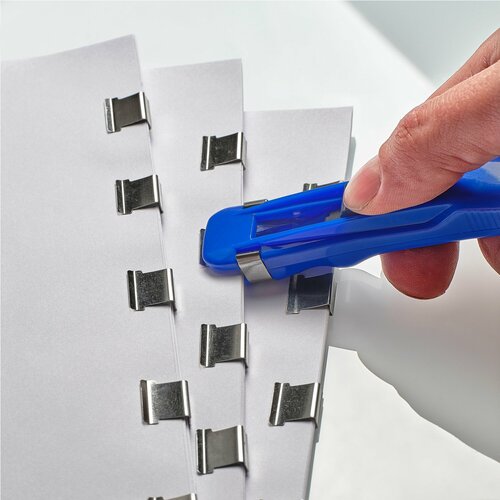 Устройство скрепления (зажима) бумаги Skrepochnik, синее, 8 зажимов (клипс) в комплекте