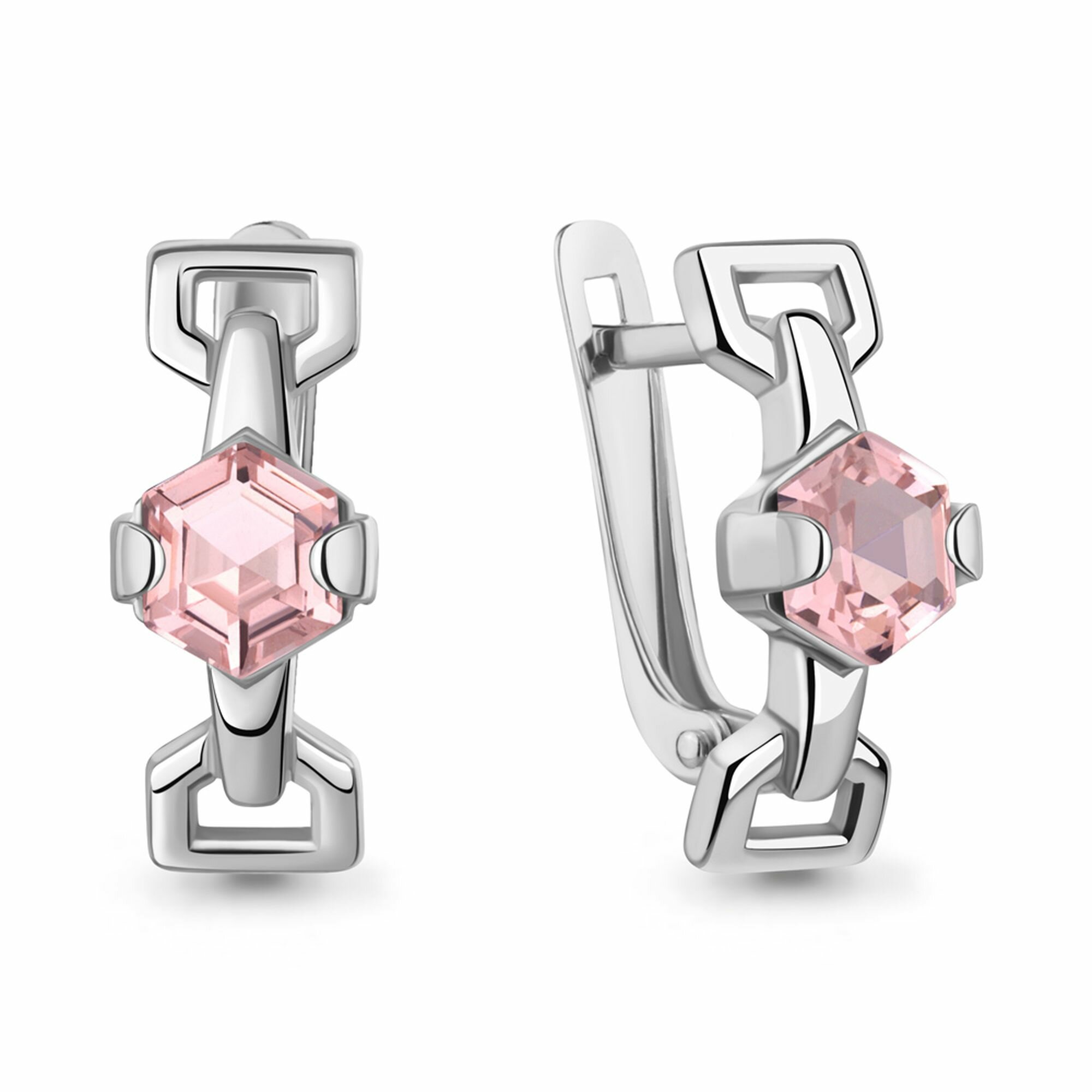 Серьги, серебро, 925 проба, родирование, морганит