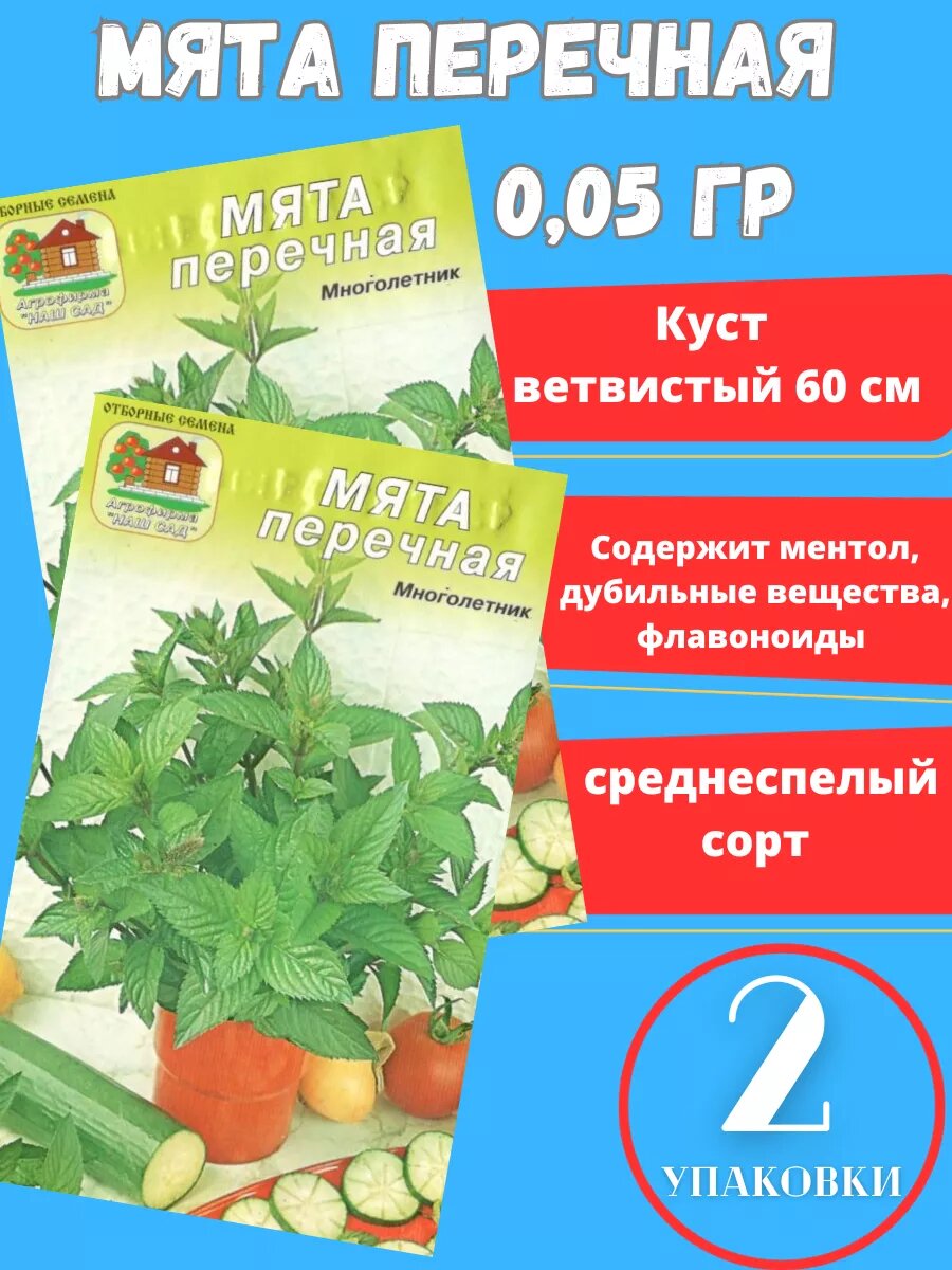 Семена Мяты перечная 2 упаковки