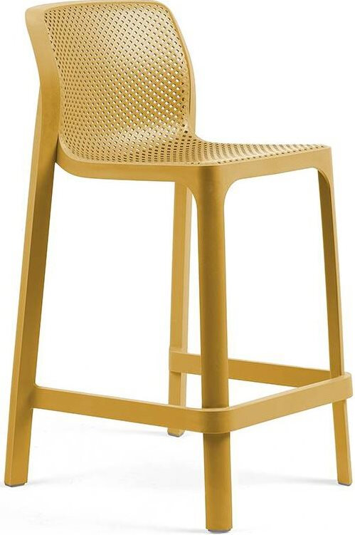 Стул полубарный Nardi Net Stool Mini, Италия, высота сиденья 65 см, до 120 кг, цвет горчичный