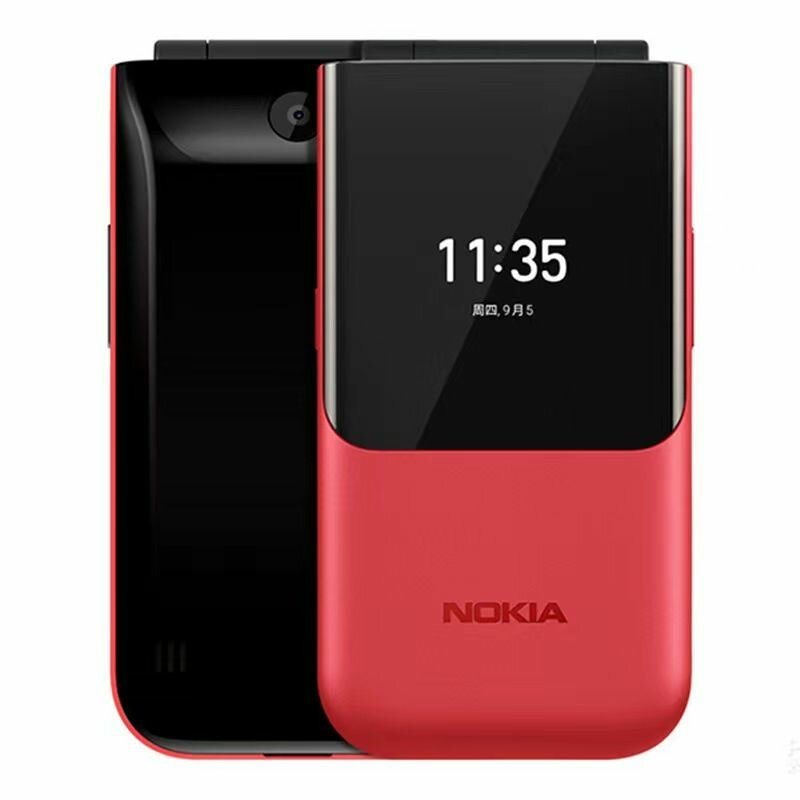 Телефон-раскладушка Nokia 2720, двойной экран, две SIM-карты, красный