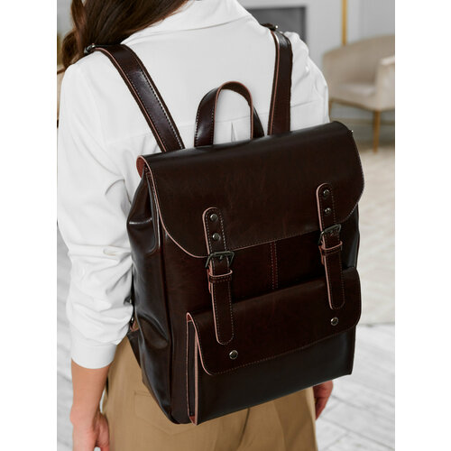 Рюкзак Daniele Riccardi, фактура гладкая, коричневый