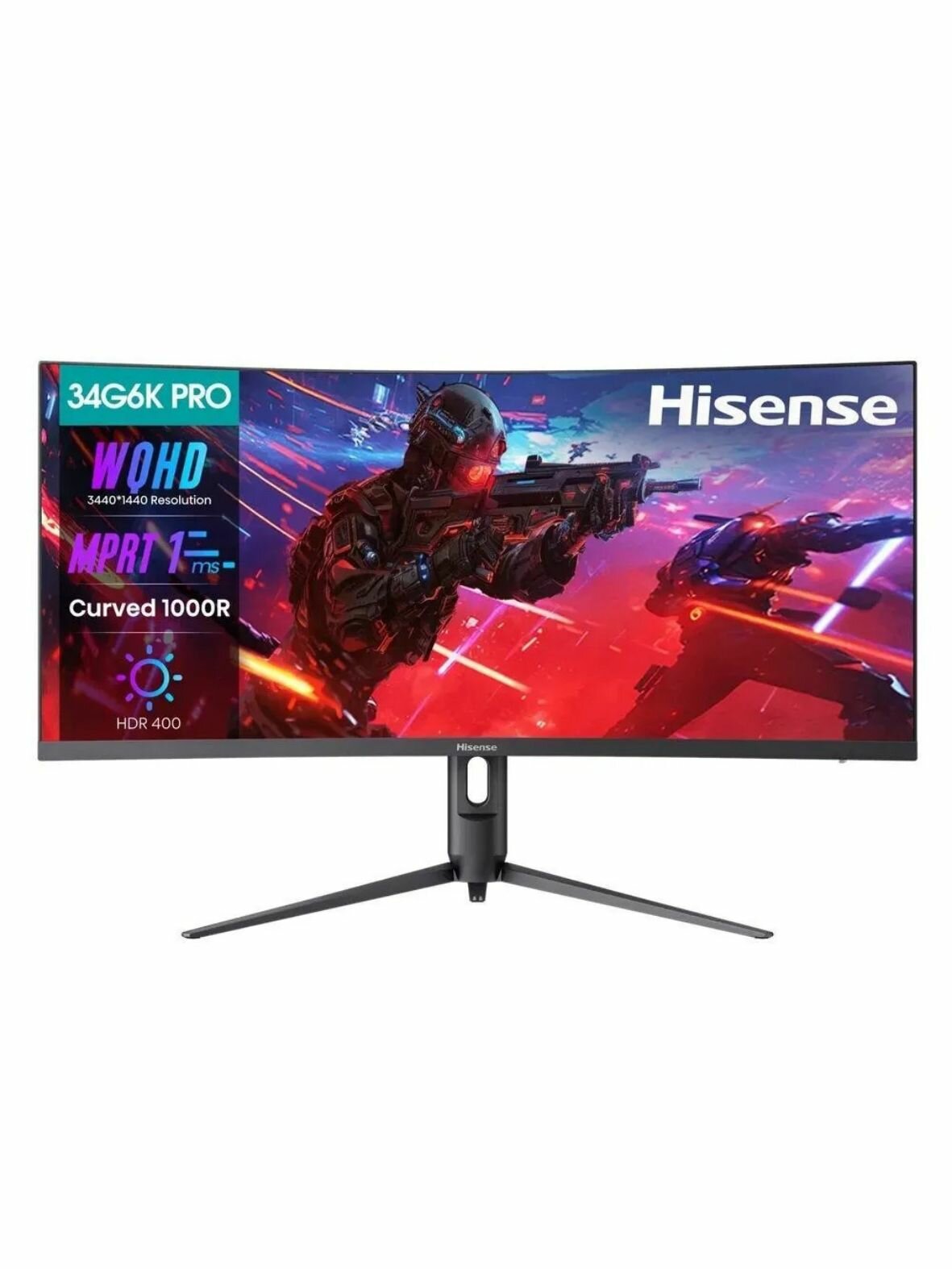 34" Монитор HISENSE 34G6K-PRO, 3440 x 1440, изогнутый экран 1000R, 180 Гц, HDR 400, 125% RGB и 99% DCI-P3
