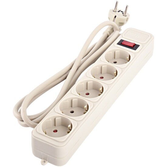 Perfeo "REAL POWER", 3500W, 1,8м, 5 розеток, тройная защита, серый.