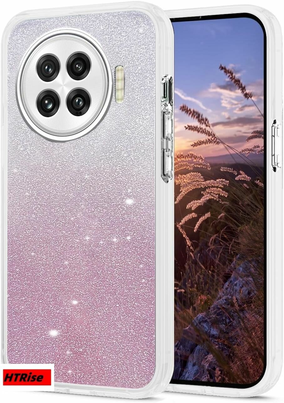 Чехол на Infinix Spark 20 Pro Plus(Техно Спарк 20 Про Плюс) прозрачный противоударный силиконовый чехол, блестками, с Защитное стекло на камеру(белый)