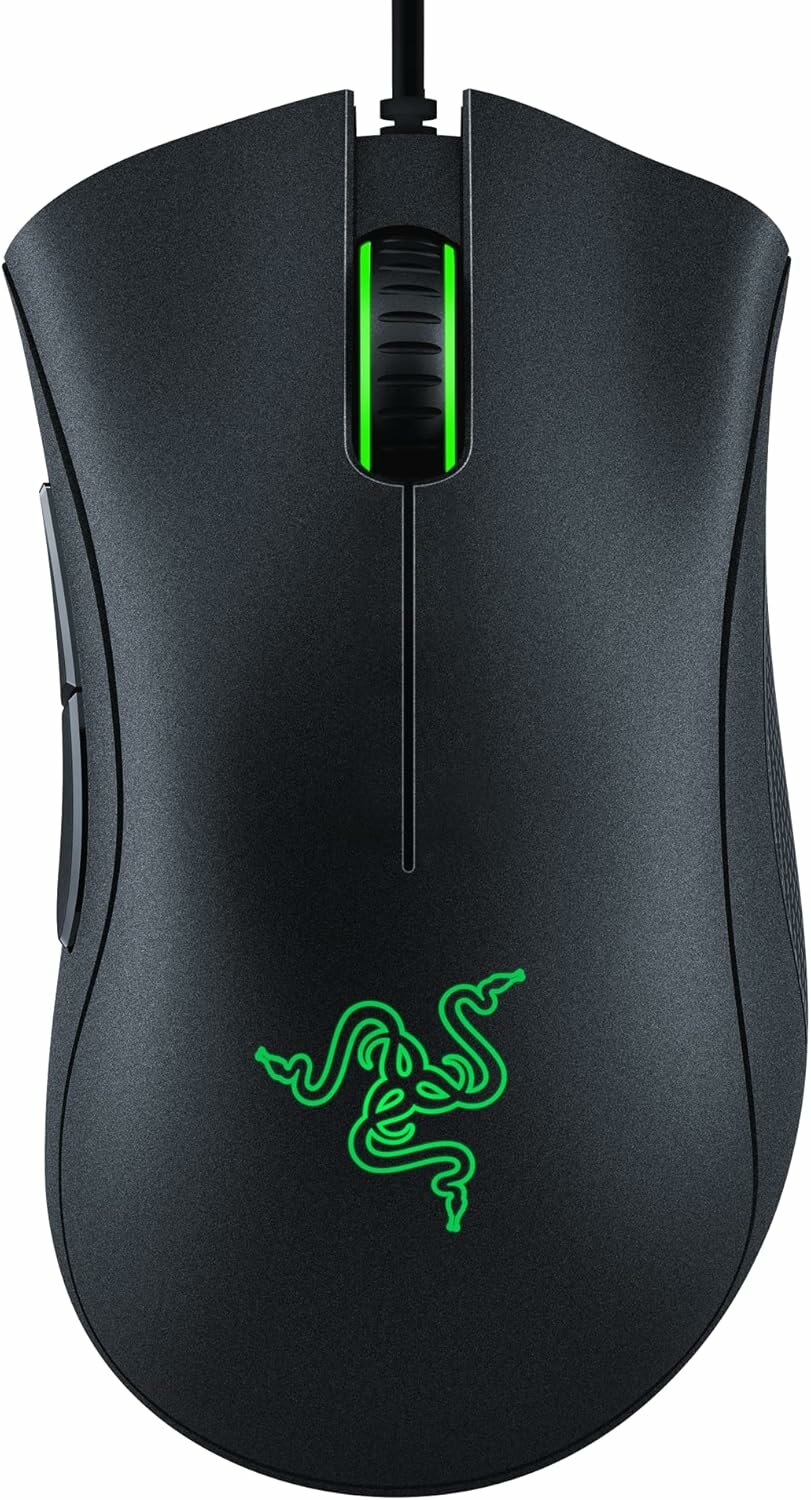 Игровая мышь Razer DeathAdder Essential, 6400DPI, проводная, эргономичная, зелёная подсветка