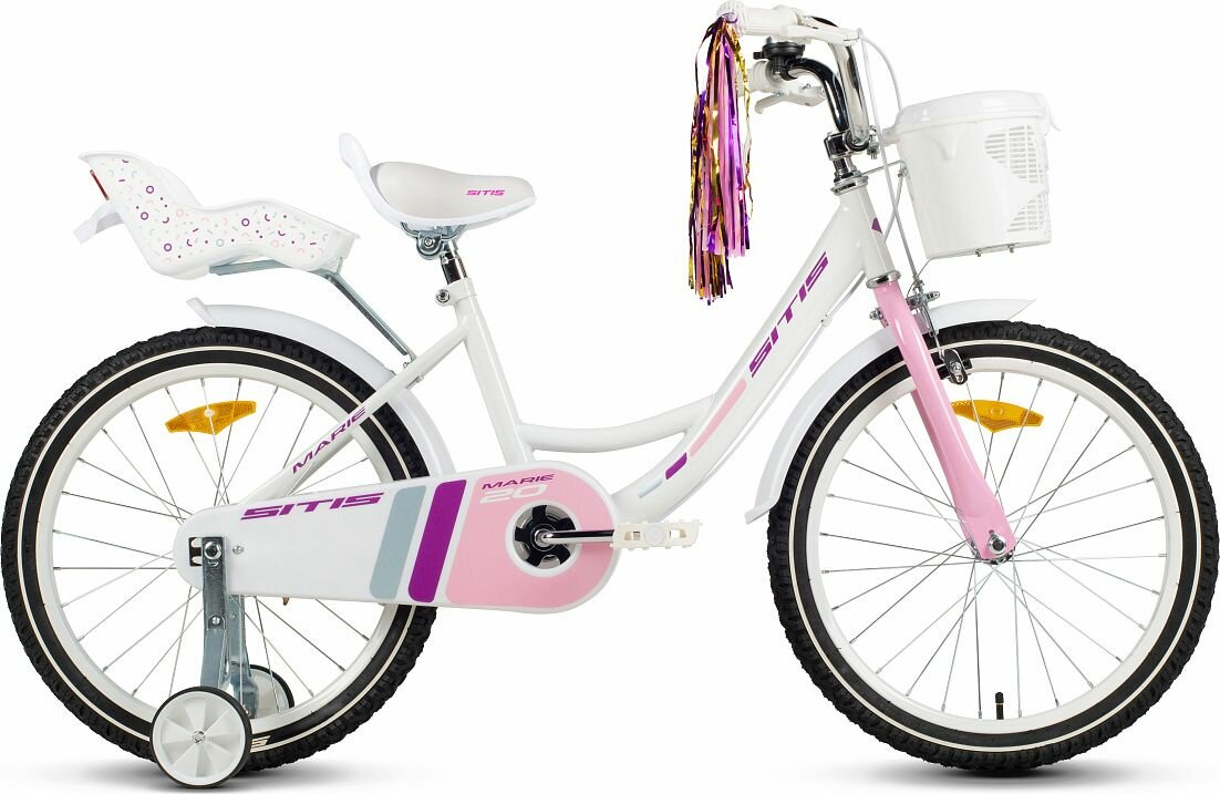 Велосипед детский SITIS MARIE 20 (2025) White-Pink стальная рама, ригид, 20" колесо, на возраст 6-8 лет