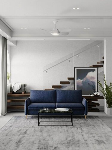 Изображение товара Прямой диван Manons Maison Мальта, раскладной механизм Еврокнижка (Тик-так), Велюр светло-синий, 215х106х90 см