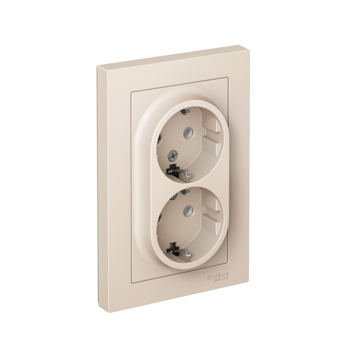ATN000224 ATLASDESIGN розетка двойная с заземлением, 16А, в сборе, бежевый