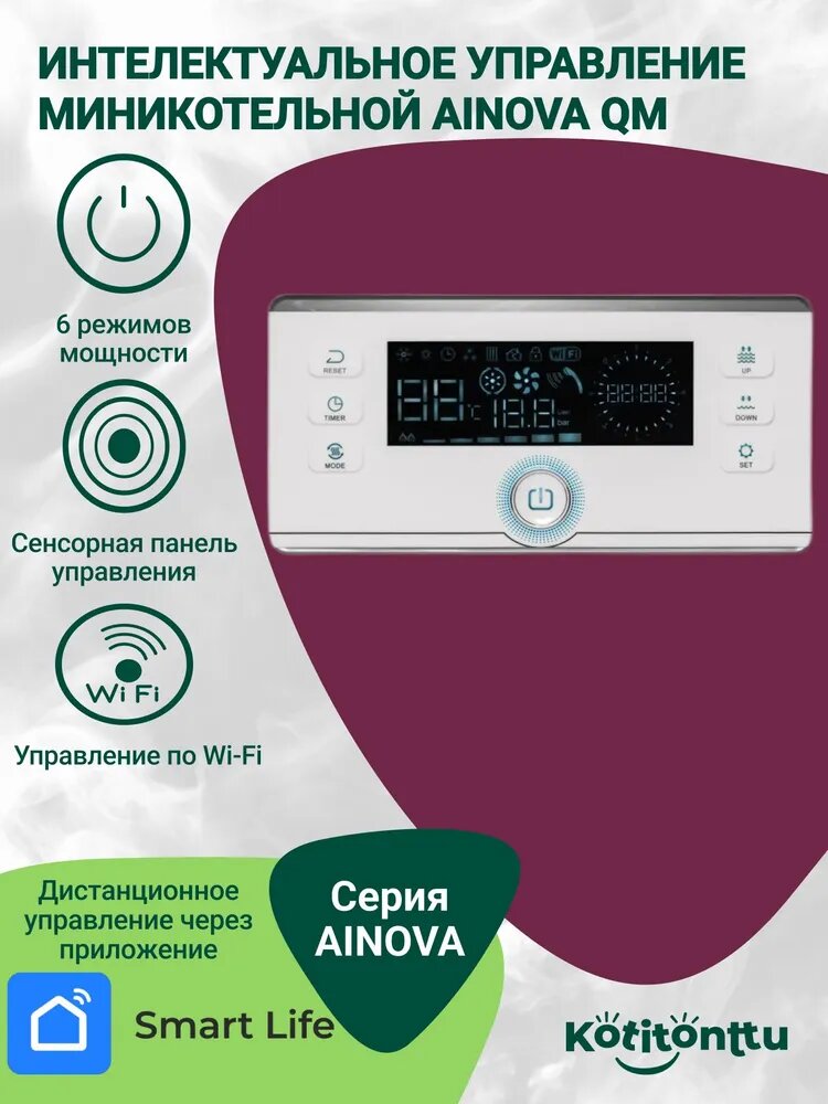 Котел отопления электрический настенный одноконтурный, электрокотел Kotitonttu Ainova QM-24 (24кВт) отопление 240кв2 — фото 1