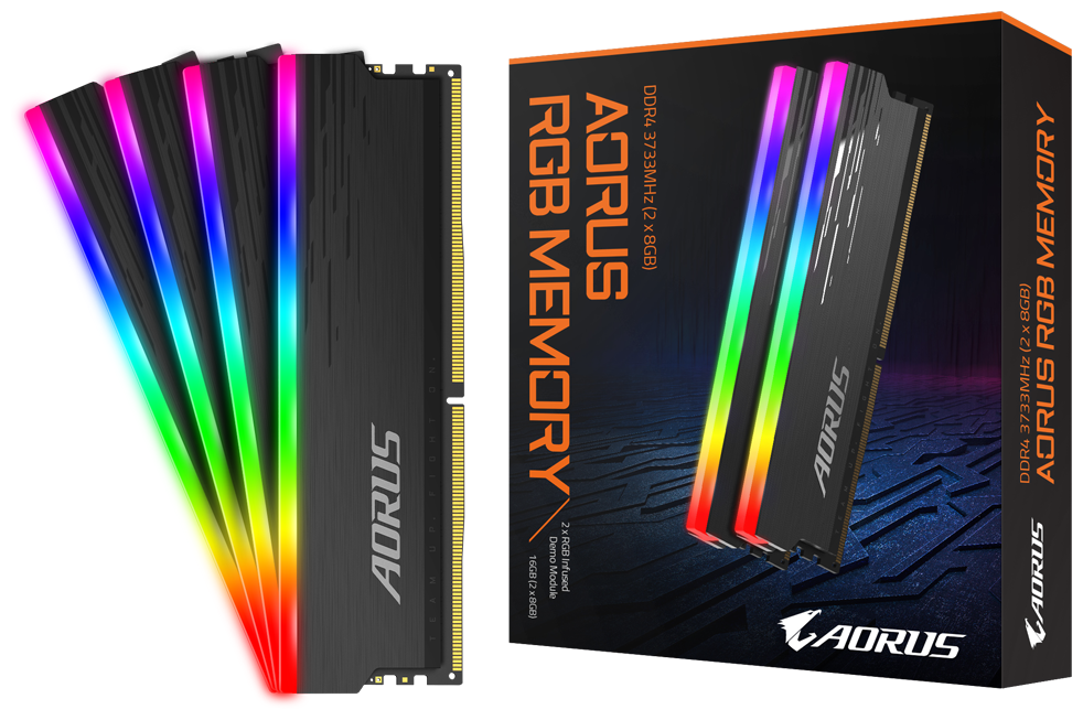 Оперативная память DIMM DDR4 16 Gb 3733 Mhz Gigabyte Aorus RGB Gray (GP-ARS16G37D) PC4-29800 , KIT 2x 8Gb