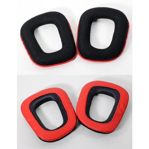 Ear pads / Амбушюры для наушников Logitech G35 / G230 / G231 / G332 / G430 / G432 / G930 черно-красные