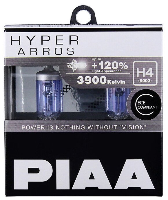 Лампа 12V H4 60/55W +120% бокс (2шт.) HYPER ARROS PIAA HE-900-H4