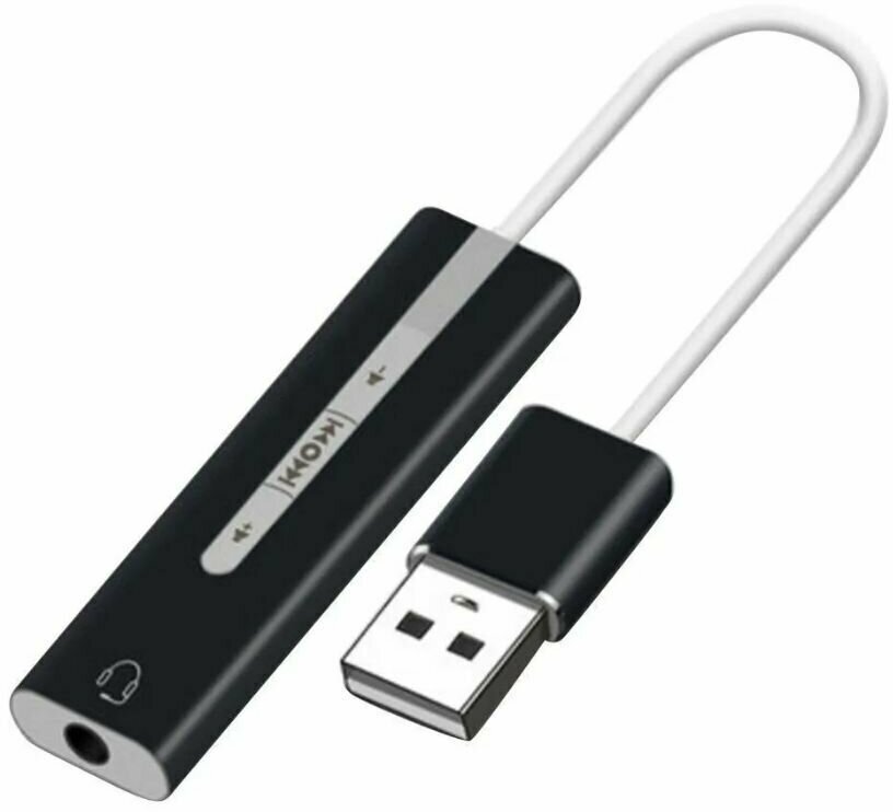 2 в 1 Внешняя звуковая карта USB - адаптер для микрофона гарнитуры 3,5 мм (черный)