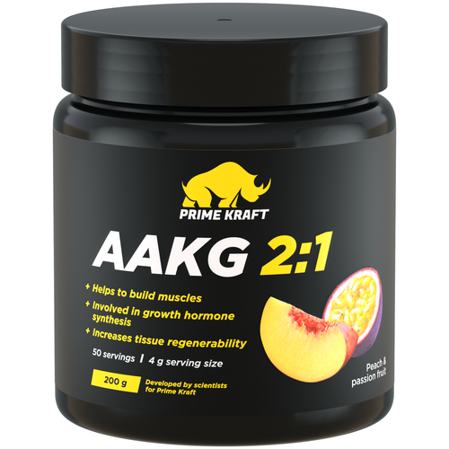 Аминокислота Prime Kraft AAKG 2:1, персик-маракуйя, 200 гр. аминокислота prime kraft 2 1 1 персик маракуйя 150 гр