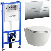 Унитаз Laufen Pro 8.6996.6.000.000. R безободковый с инсталляцией и кнопкой смыва