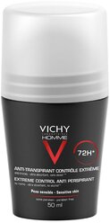 Дезодорант-антиперспирант ролик Vichy Homme против избыточного потоотделения 72 часа, 50 мл