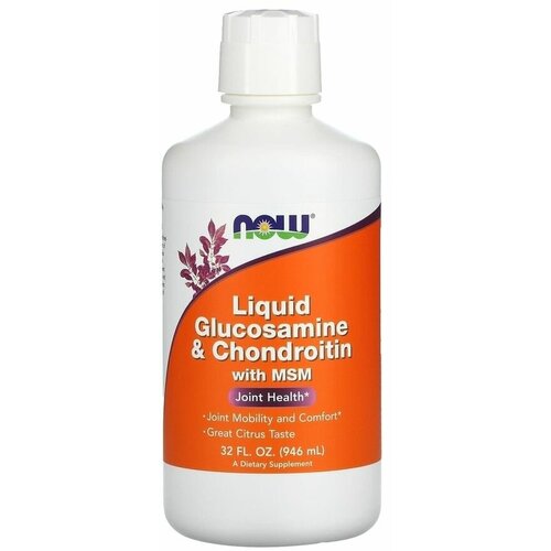 Жидкий глюкозамин и хондроитин с MSM Liquid Glucosamine & Chondroitin with MSM цитрусовый вкус Now Foods 946 мл