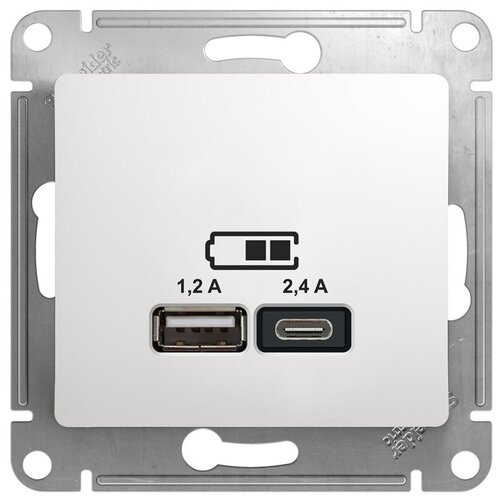 Розетка usb GSL000139 скрытая установка белая IP20 два модуля USB типы A и C