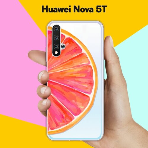 Силиконовый чехол Грейпфрут на Huawei Nova 5T матовый силиконовый чехол розовая цветочная рамка на huawei nova 5t хуавей нова 5т
