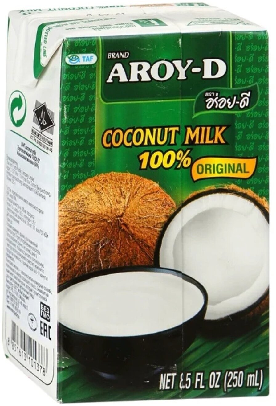 Aroy-D Молоко кокосовое Aroy-D Original 19%, 250 мл 12 пачек - фотография № 4