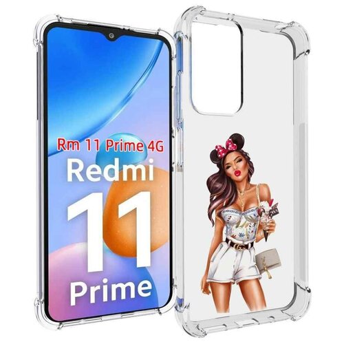 Чехол MyPads Девушка-микки для Xiaomi Redmi 11 Prime 4G задняя-панель-накладка-бампер чехол mypads модные микки маус детский для xiaomi redmi 11 prime 4g задняя панель накладка бампер