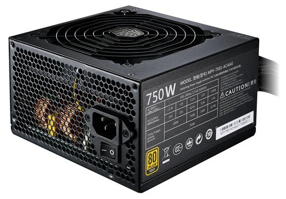 Блок питания 750 ватт Power Supply MWE Gold 750 V2, 750W, ATX, 120mm, 24pin, 12xSATA, 4xPCI-E(6+2), APFC, 80+ Gold