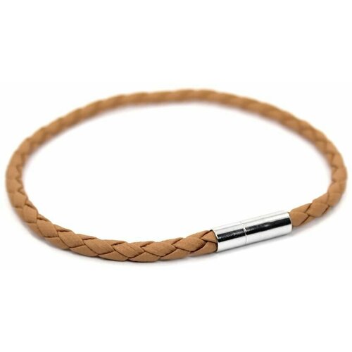 Плетеный браслет Handinsilver ( Посеребриручку ) Браслет плетеный кожаный с магнитной застежкой, 1 шт., размер 15 см, серебристый, бежевый