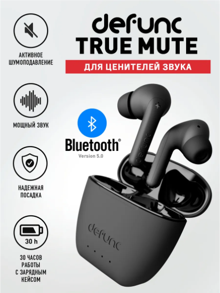 Bluetooth наушники Defunc TRUE MUTE (Black) (D4251)