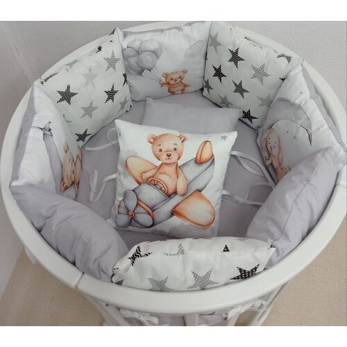 Постельное белье детское в кроватку и бортики защитные, для новорожденного комплект Мишка на луне комплект в детскую кроватку одеяло 110x140 подушка 40x60