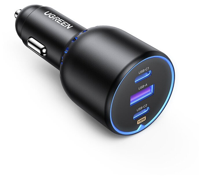 Автомобильное зарядное устройство UGREEN CD293 (90413) 2*USB-C PD+USB-A 130W Fast Car Charger. Цвет: черный