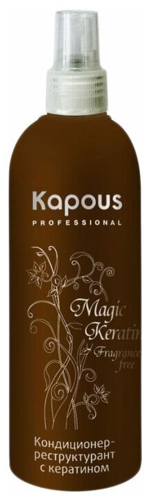 Kapous несмываемый кондиционер-реструктурант Magic Keratin для сухих и поврежденных волос, 200 мл