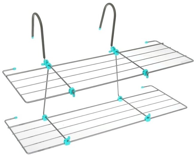 Сушилка для белья на радиатор, 2 яруса, 65*23,5*36 см, цвет серый