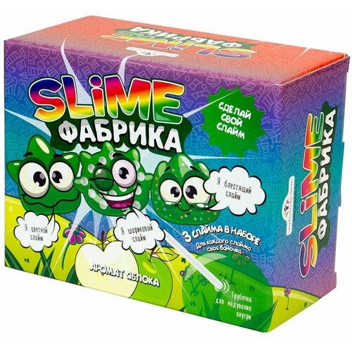Инновации для детей Slime Фабрика аромат яблока, 1 эксперимент, зеленый набор для опытов мята слайм фабрика