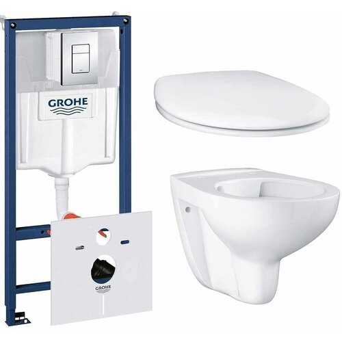 Готовый набор Инсталляция GROHE 38775001+Унитаз подвесной GROHE Bau Ceramic 39351000