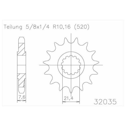 Звезда ведущая ESJOT 50-32035 16 зубов, кросс JTF578.16